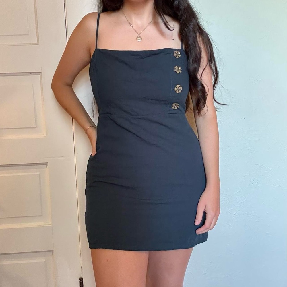 Urban Outfitters Navy Blue Mini Dress with Button Accents